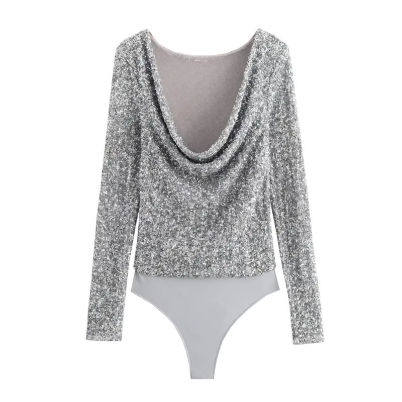 Комбинезон с пайетками TRAF шорты женская одежда сексуальный плиссированный