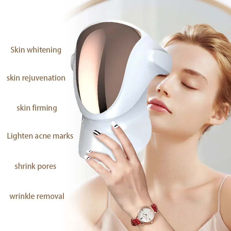 New 807Pcs LEDS Face Beauty Mask 3 Colors Light Nano Photodynamic Therapy Visiale Beauty Mask Skin Rejuvenation Anti Acne Mask