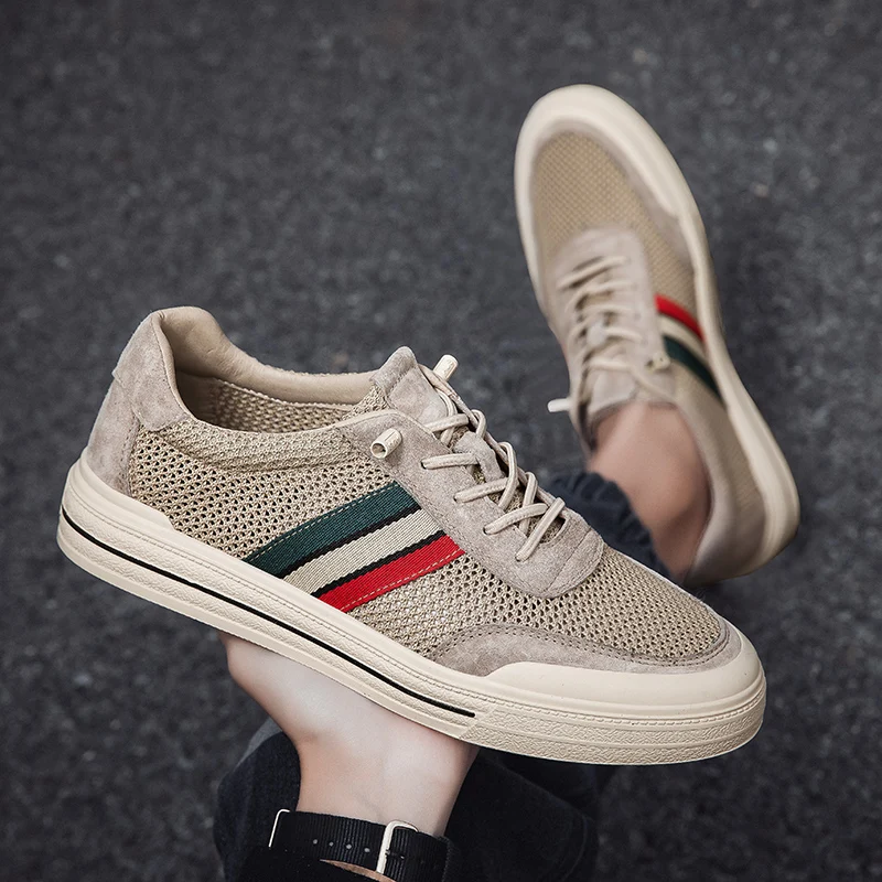 

Мужские летние туфли из свиной кожи, повседневная удобная сетчатая летняя обувь, искусственная кожа, лоферы