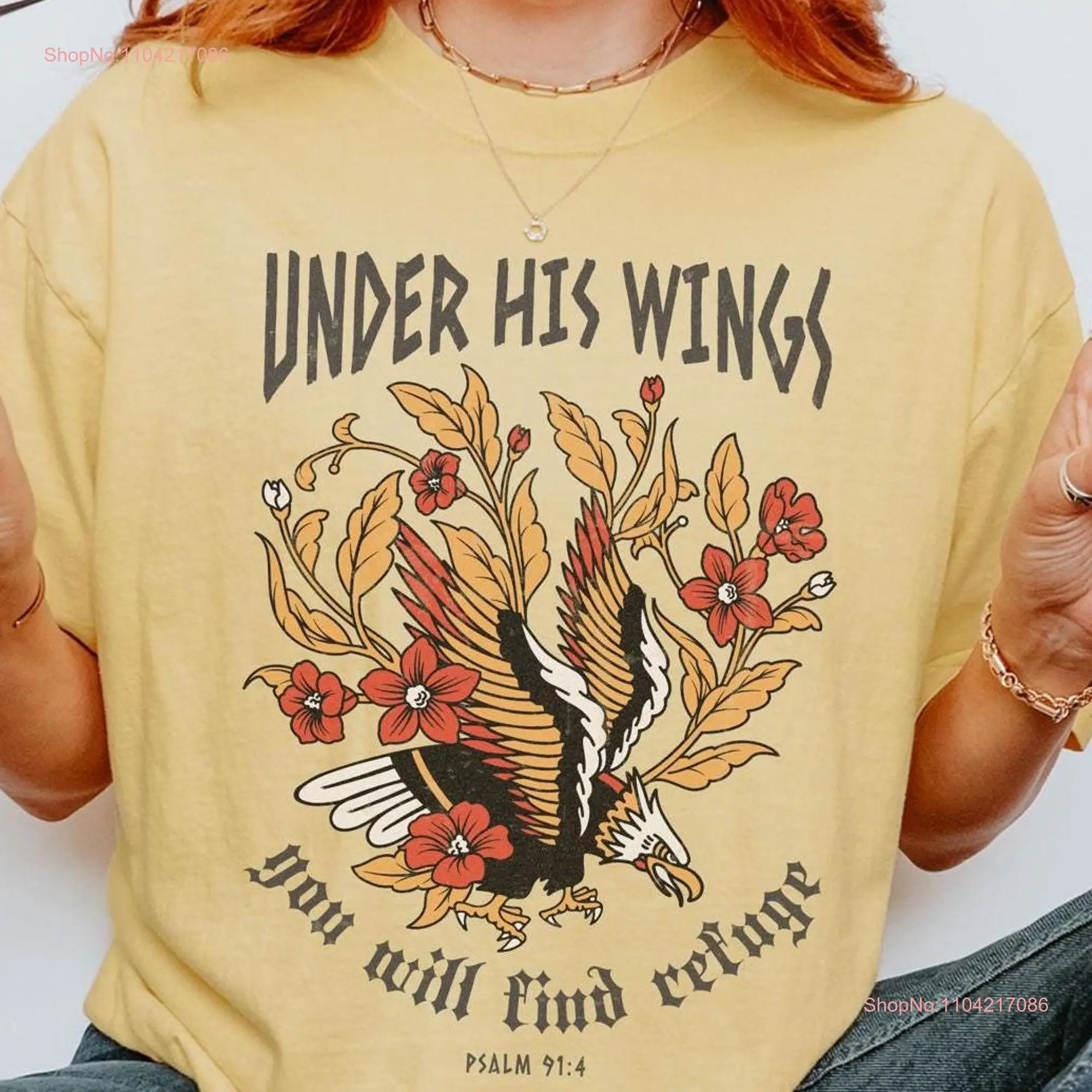 Футболка Under His Wings с христианским орлом удобные цвета Псалом 91 Иисус Священное