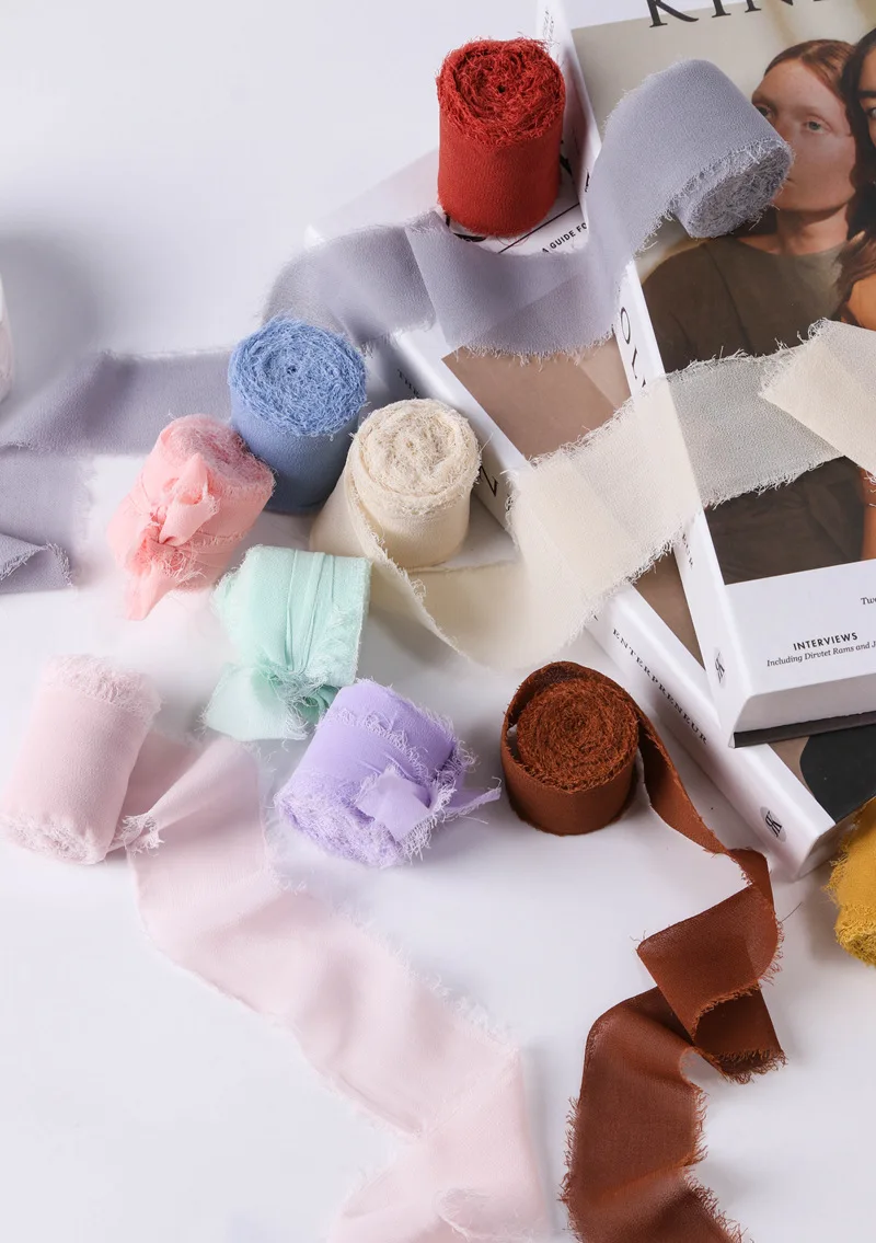 Лента шифоновая ручной работы в стиле бохо 30 рулонов 4 см * 3 м