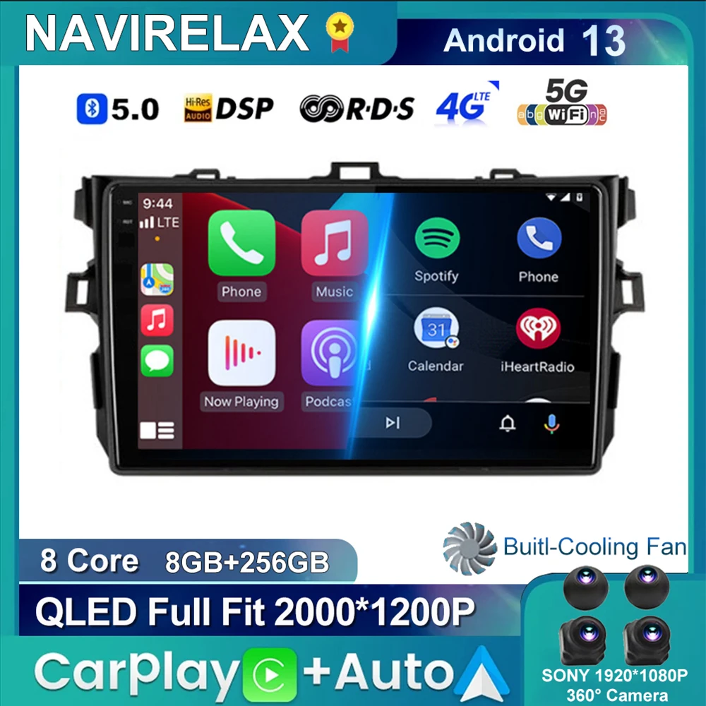 

Автомагнитола на Android 13, мультимедийный видеоплеер для Toyota Corolla 2007-2013, 2 Din, автонавигация, GPS, DSP, SWC 360