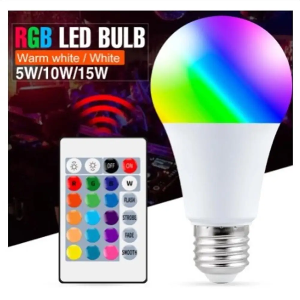 

110v 220v E27 Led Bulb 3w /5w /10w /15w RGB Variable Colors RGBW Led Light With Ir Remote Control + Memory Mode Home Decoration