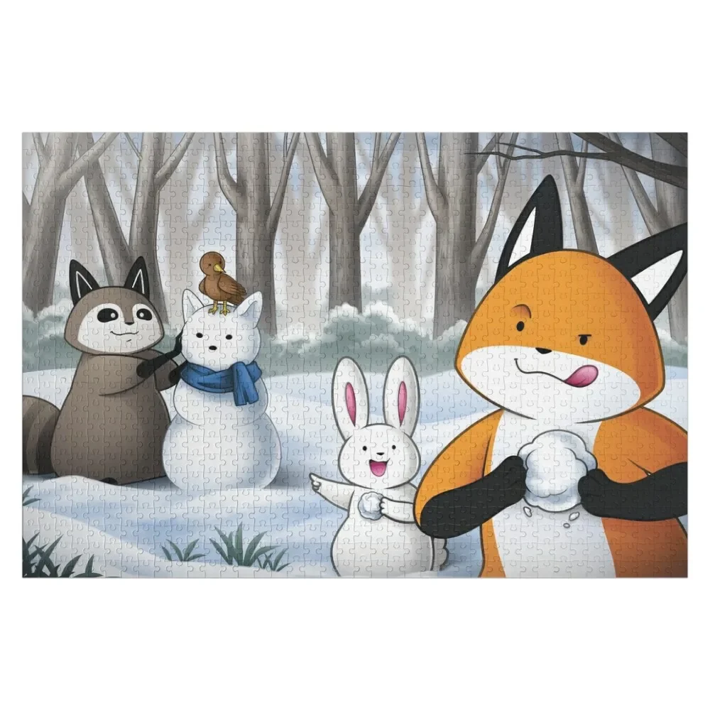 Лиса и друзья - Зимняя забавная головоломка с персонализированным именем детская