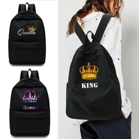 unisex backpack casual canvas kingqueen printed backpack school bag boys and girls new large capacity student schoolbag rucksack