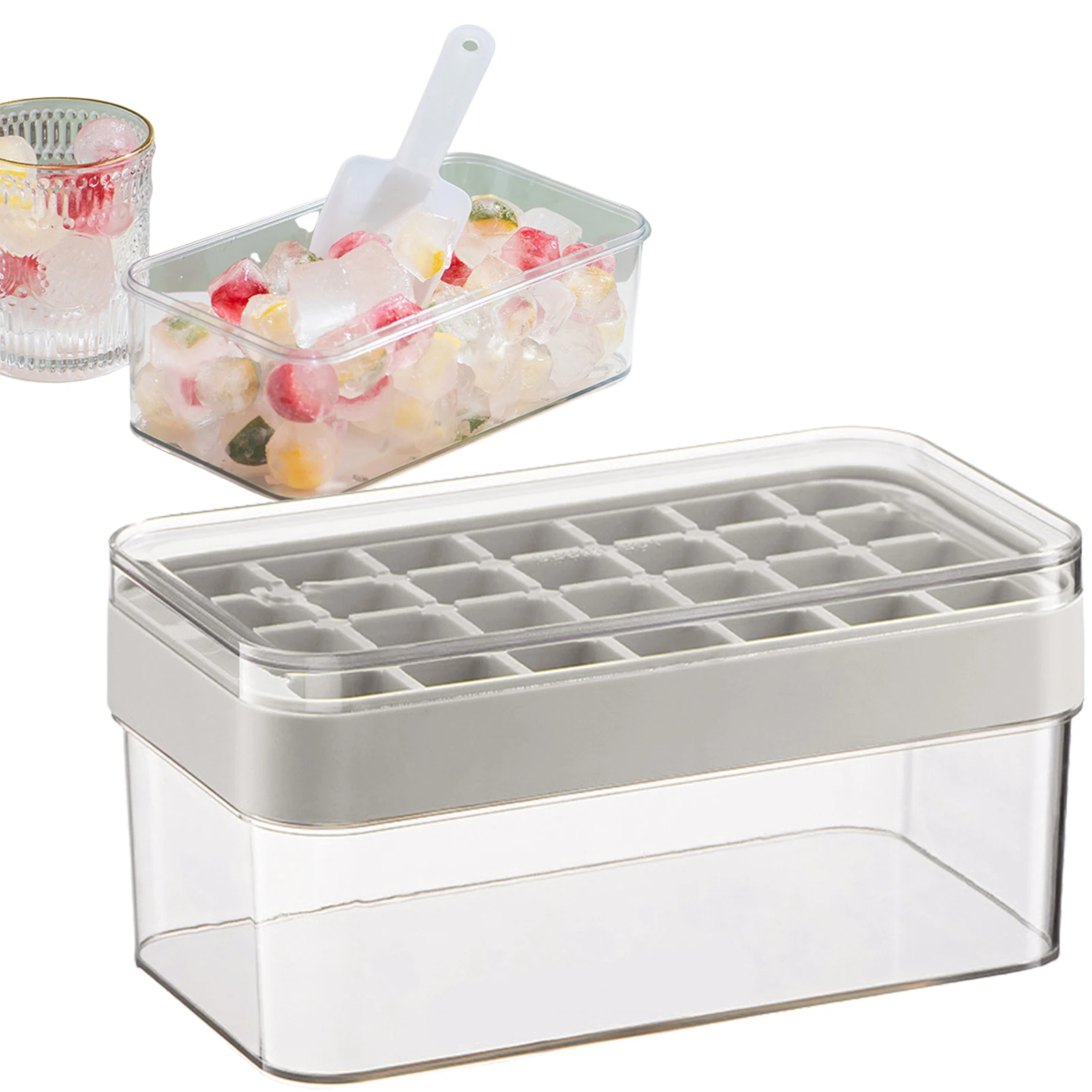 

Ice Tray Ice Cube Trays For Freezer Frozen Ice Cube Tray DIY Ice Cube Box With Lid BPA Free Ice Mold For Chilled Drinks Whiskey