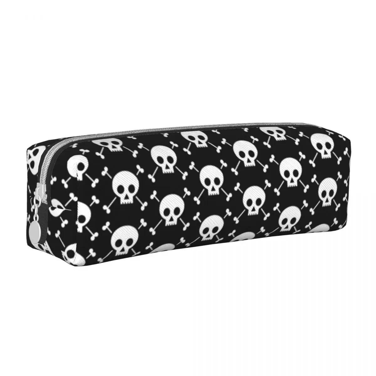

Gothic Skull Square Pencil Case Holloween Print Retro Leather Pencil Box Elementary School Teens Zipper Pen Pouch