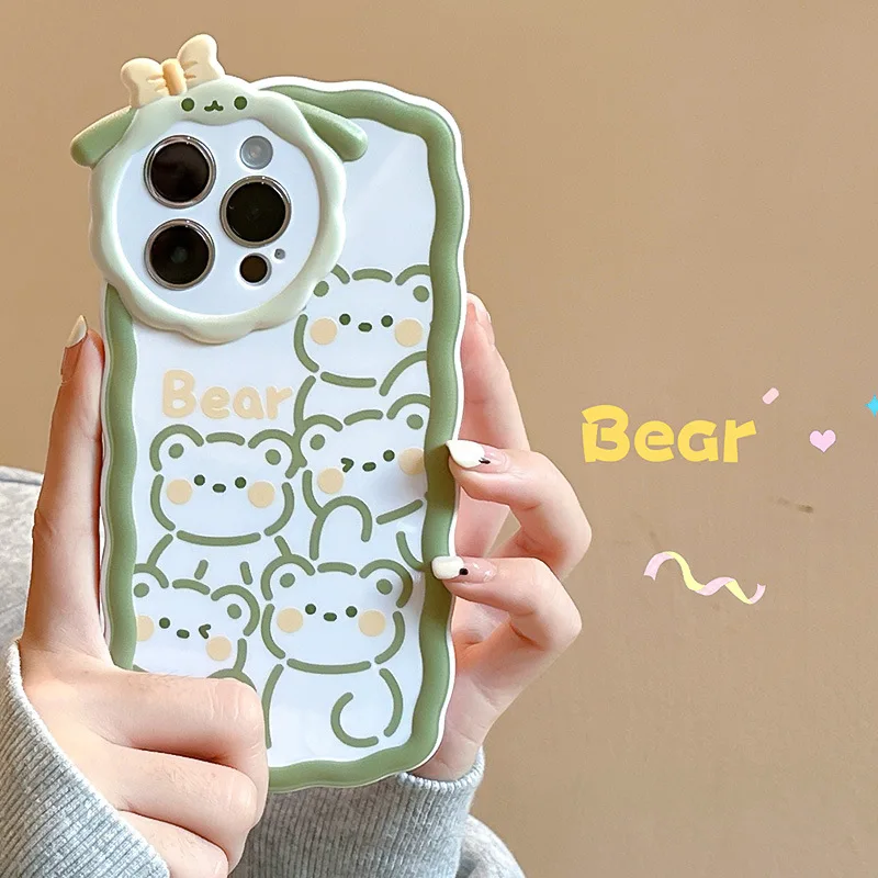 

Cartoon Cute Five Bear Bow Phone Case for iPhone 14 12 13 11 Pro ProMax Plus X XR Xsmax Shockproof Soft Phone Cover
