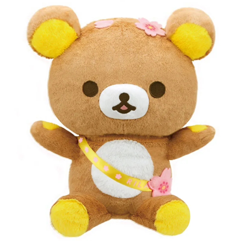 

New Cute Cherry Blossoms Rilakkuma Bear Sakura Series Big Plush Plushes Pillow Stuffed Animals Doll Toy 35cm Kids Baby Gifts
