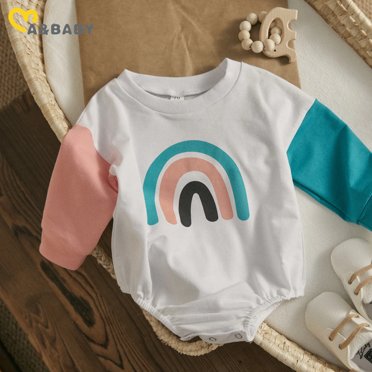 

Ma&Baby 0-18M Newborn Infant Baby Girl Boy Romper Cute Rainbow Print Long Sleeve Jumpsuit Playsuit Autumn Spring Clothing