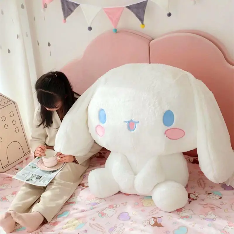 Sanrio Cartoon Anime Figure Japanese Cute Cinnamoroll Big Eared Dog Large Plush Sitting Doll Pillow Toys Children Birthday Gift