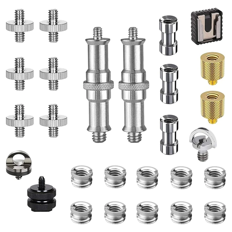

27PCS Camera Screw Mount Set 1/4 Inch And 3/8 Inch Converter Threaded Screws Adapter Mount Set For Camera/Tripod/Monopod