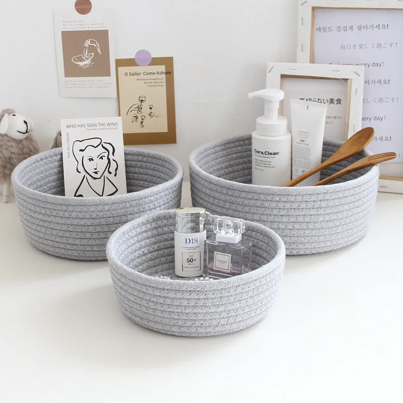 1PS  Nordic Cotton Rope Storage Baskets Woven Desktop Sundries Kids Toys Organizer Box Baby Dirty Clothes Laundry Basket Hamper
