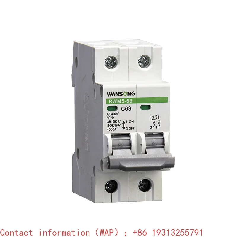 Фото Миниатюрные автоматические выключатели Wansong (MCB) AC 230/400В 50Гц 1А-63А, с выключательной способностью 6кА, характеристика D/C, 1P-4P, RWM5-63 №4