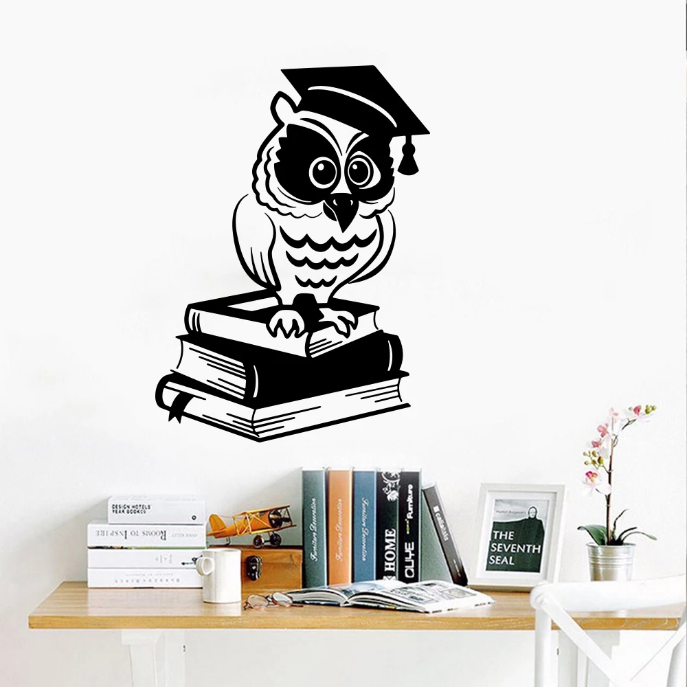 

Owl Books Wall Sticker Living Room Classroom Library Reading Room Book Wall Decal Bedroom Vinyl Home Decor