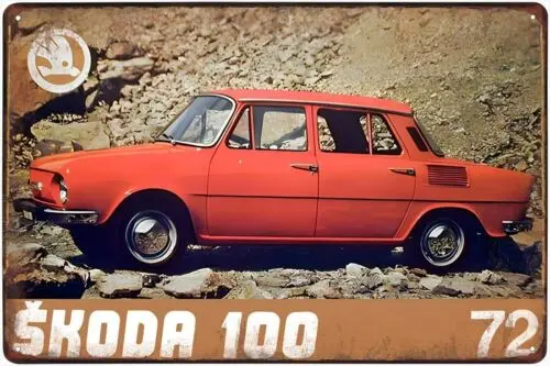 Фото Металлическая вывеска - Škoda 100 (орпериодная реклама) Алюминий №1