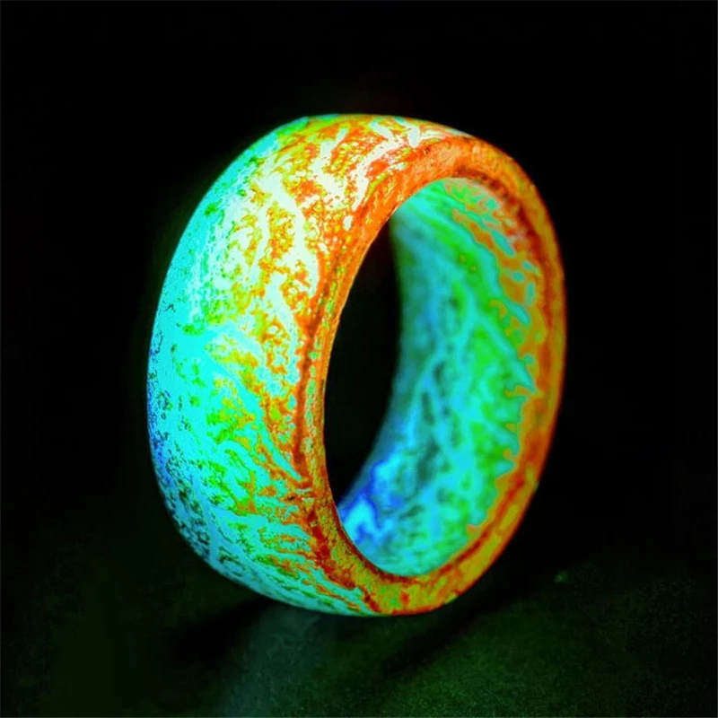 New Fashion Colorful Luminous Resin Ring Women Men Fluorescent Glowing Rings Jewelry Glowing In The Dark Ring Band Halloween images - 6