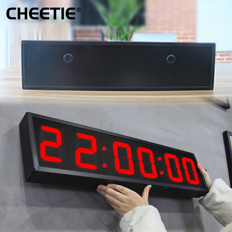 Фото Интерактивные цифровые настенные часы CHEETIE CP19 с таймером обратного отсчета, большой секундомер, игровая функция с кнопкой остановки и звуковым сигналом №4