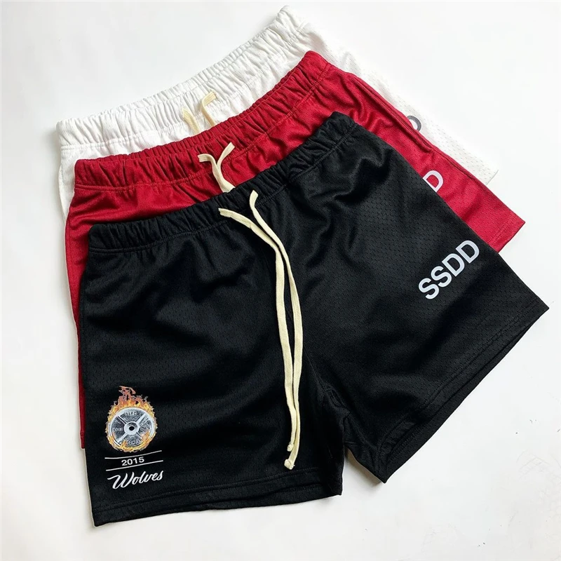 Darc Wolves Gyms Men Summer Mesh Quick Drying Shorts Fitness Exercise Beach Shorts Breathable Jogger Brand Casual Shorts