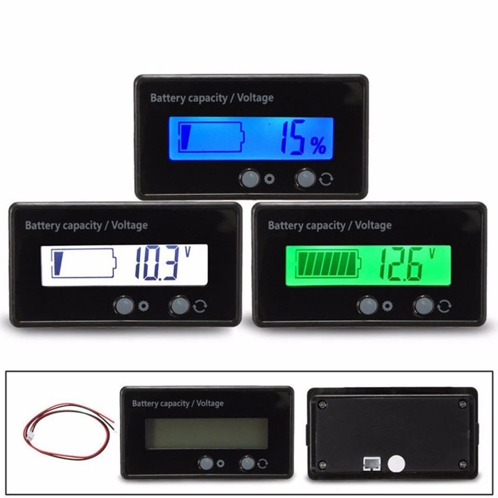 

Car Battery Charge Level Indicator 12V-48V Lead-acid Lithium LCD Voltmeter Meter Battery Capacity Tester Indicator Analyzer
