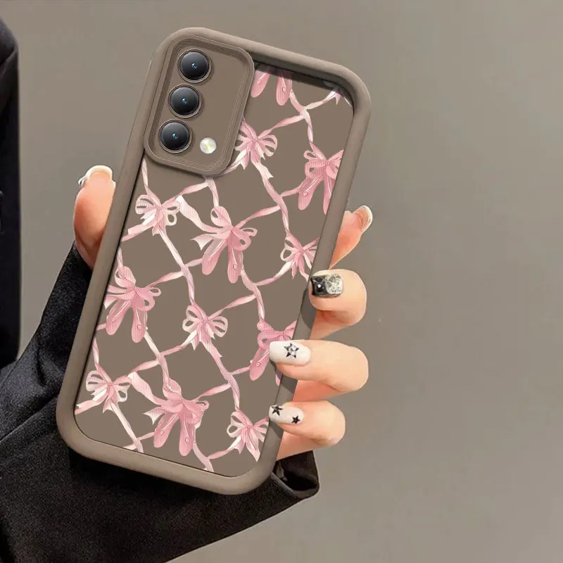Силиконовый мягкий чехол для телефона Infinix Hot 50 40 30 20 10 Pro с розовым бантом и узлом