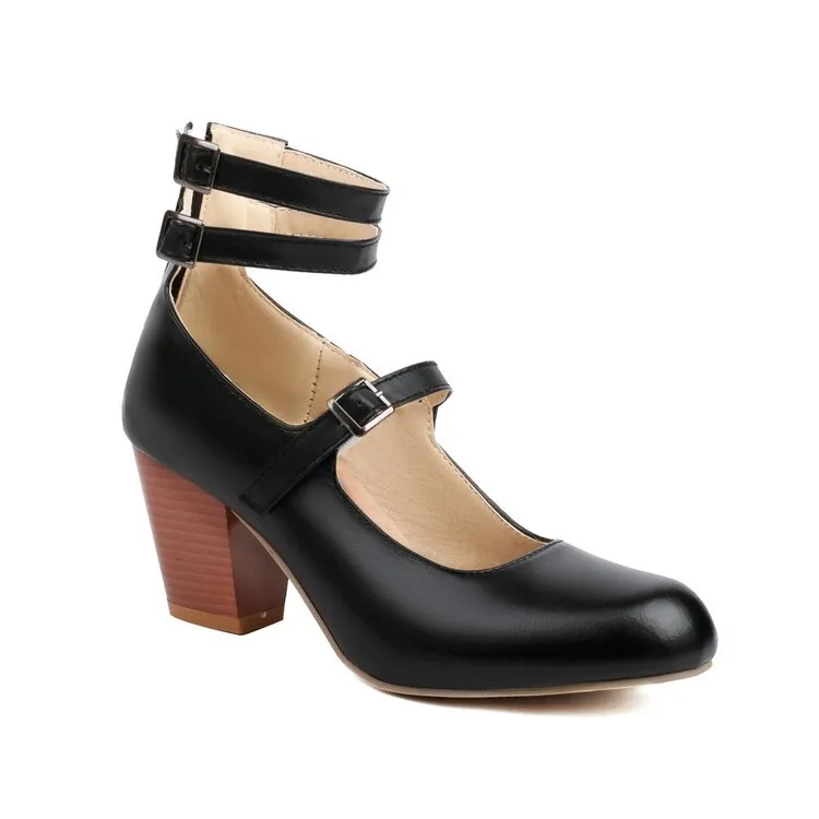

Spring 2023 New Large Belt Buckle High Heels Fashion Plus Size Shoes