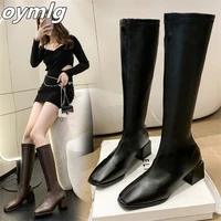 tall but knee length boots womens 2022 new autumn and winter plus velvet thick heel knight boots small skinny boots