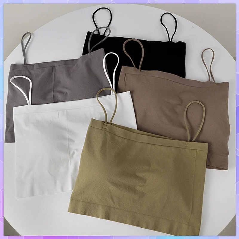 Бюстгальтер женский бесшовный без бретелек пикантный укороченный топ с чашками