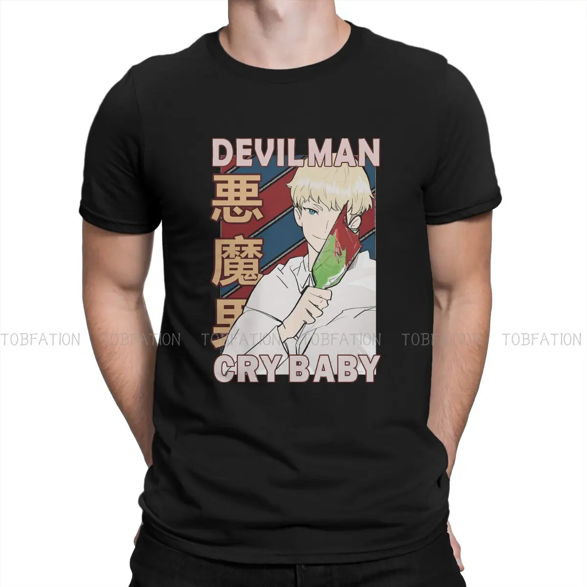 DEVILMAN Crybaby TShirt for Men Ryo Asuka  Basic Casual Sweatshirts T Shirt High Quality New Design Fluffy