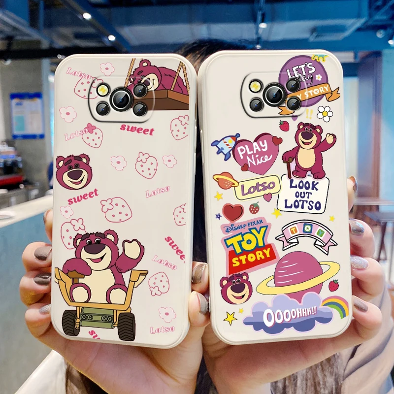 

Toy Story 3 pink lotso Phone Case For Xiaomi Poco X4 X3 F4 F3 NFC M5 M4 M3 GT S Pro 4G 5G Liquid Rope Cover Fund
