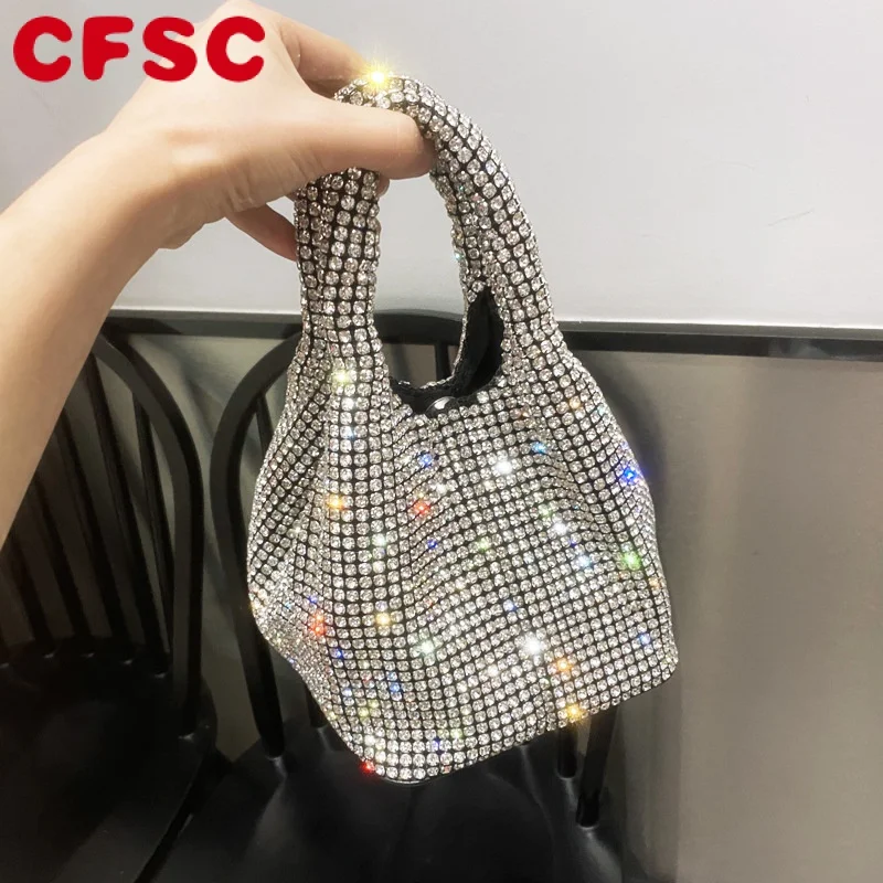 

Новинка 2022, Женская корзина для овощей, сумки-ведра со стразами, сумки на цепочке, сумка на одно плечо, сумки-мессенджеры