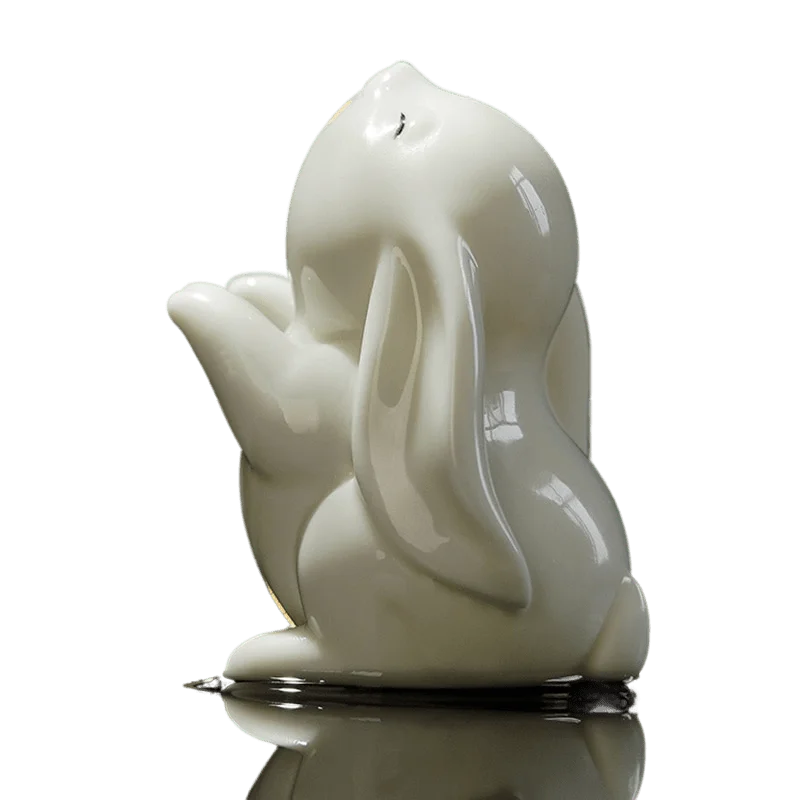 

Ceramic Office Home Decoration Birthday Gift Handmade Bunny Figure Kung Fu Tea Set Ceremony Tea Ornament Figure BunnyTea Pet