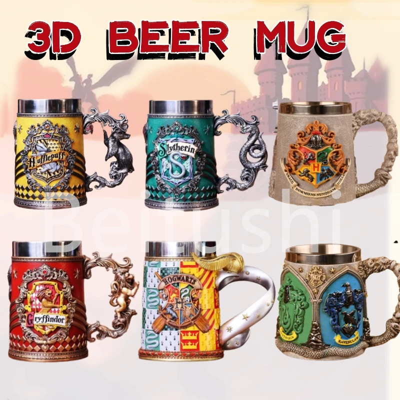 

200/600ml Beer Mug Coffee Cups Stainless Steel Wine Glass Drinkware Christmas Gifts Cola Whiskey Creative 3D Goblet Badge Eagle