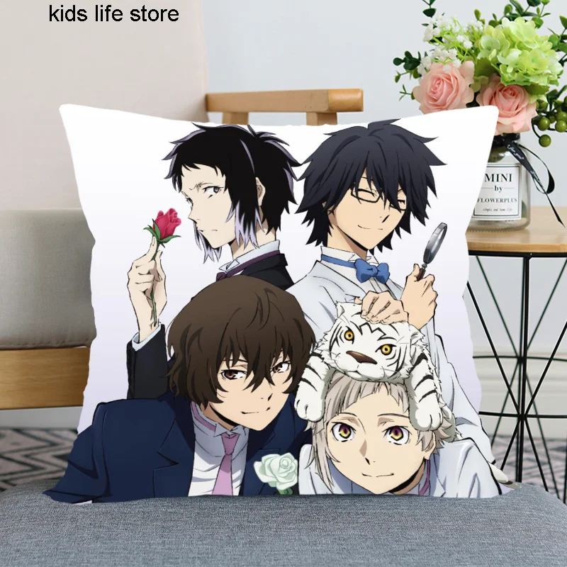 

Best Sell Bungou Stray Dogs Pillow Case For Home Decorative Pillows Cover Invisible Zippered Throw PillowCases 40X40,45X45cm