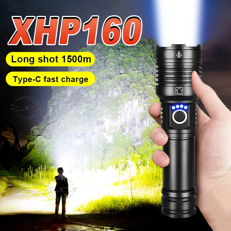 

Newest XHP160 High Power LED Flashlights USB Rechargeable Tactical 250000lumen 5Modes Torch Waterproof Camping 18650 Flashlight