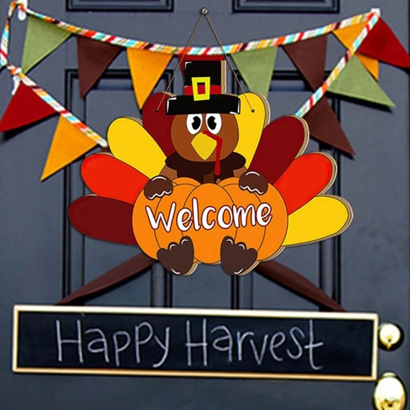 2024 Новый Подвесной знак на День Благодарения в Турции деревянная дверная вывеска