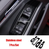 Stainless steel Door Window glass Lift Control Switch Panel Cover Trim Car-Styling For Mazda 3 2019 2020 Accessories 7pcs