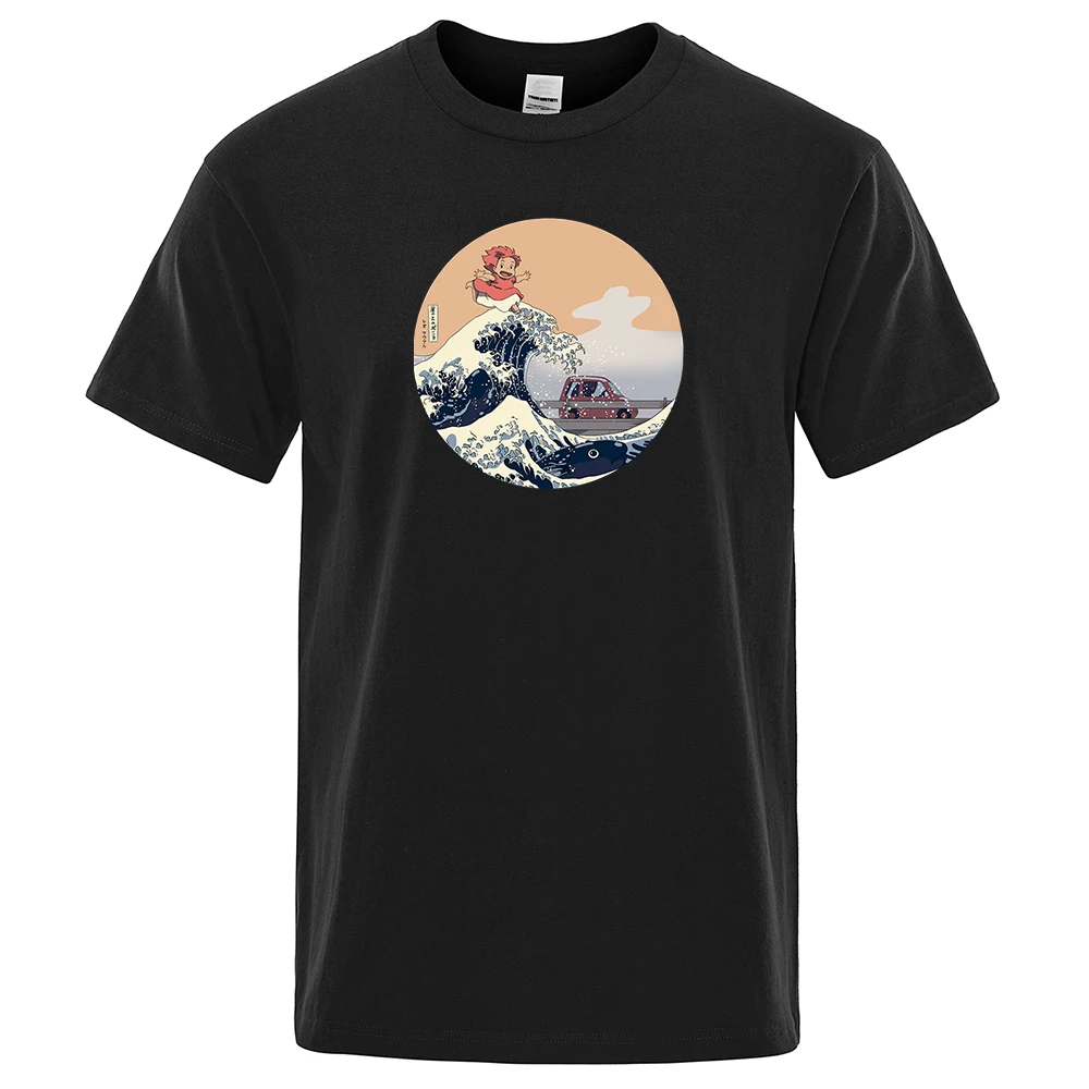 

Hokusai On The Cliff By The Sea Print For Men Tshirts Comfortable Casual Tshirts Cool S-Xxxl Clothing Simple Loose T-Shirts Man