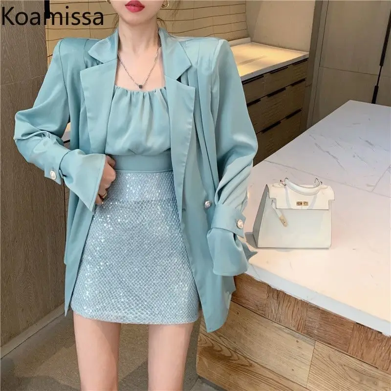 

Женский офисный костюм-тройка Koamissa, элегантный свободный облегающий пиджак с короткой мини-юбкой, 2022