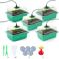 5pcs seedling tray with led grow lights plant seed starter tray kit greenhouse growing trays with holes