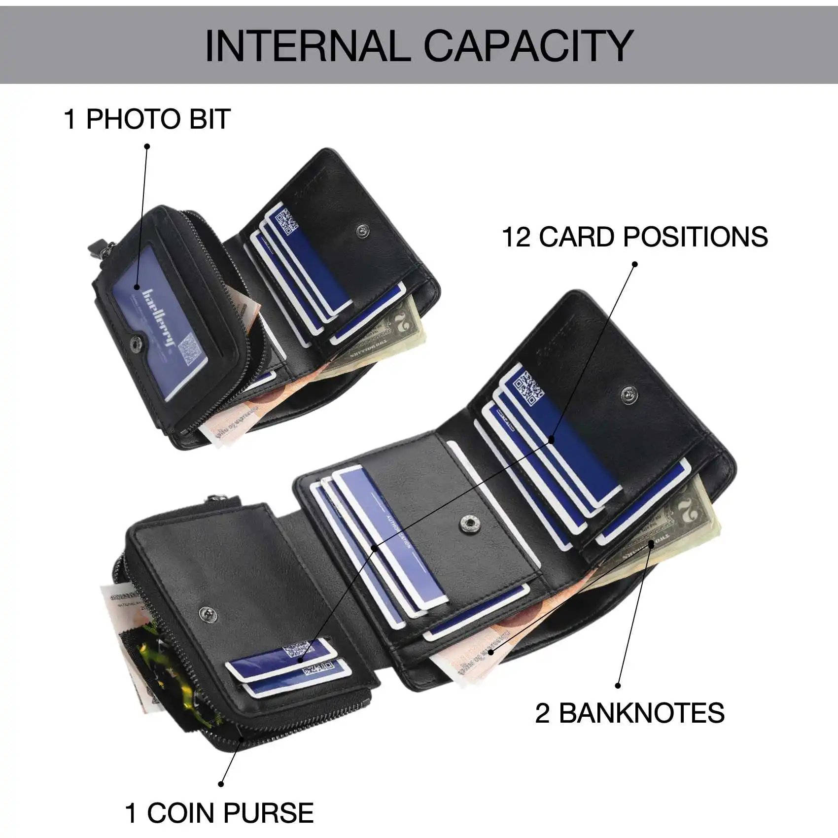 Мужской Короткий Кошелек Из Искусственной Кожи Визитница Вертикальная Молния