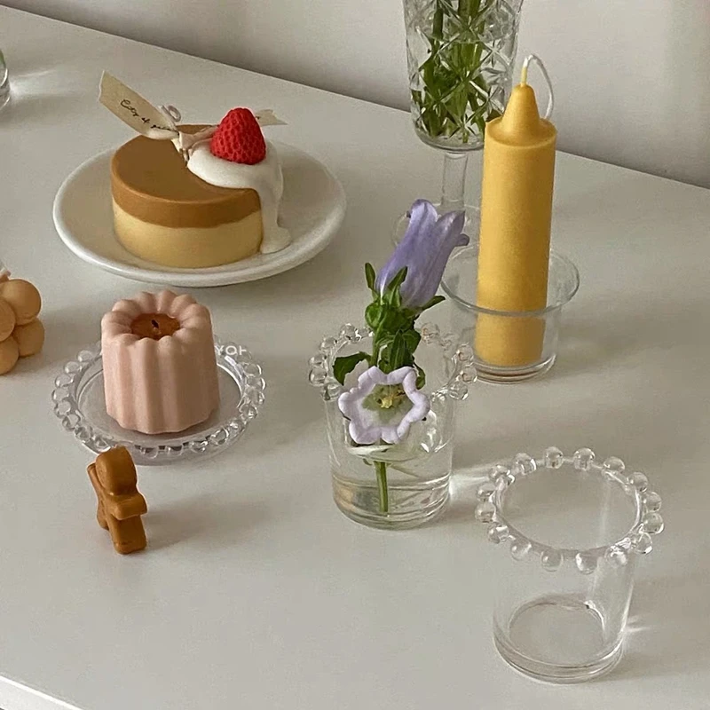 

Korean Style Glass Tray Earrings Ring Necklace Storage Trays Desktop Jewelry Organizer Clear Simple Elegant Display Plate Decor