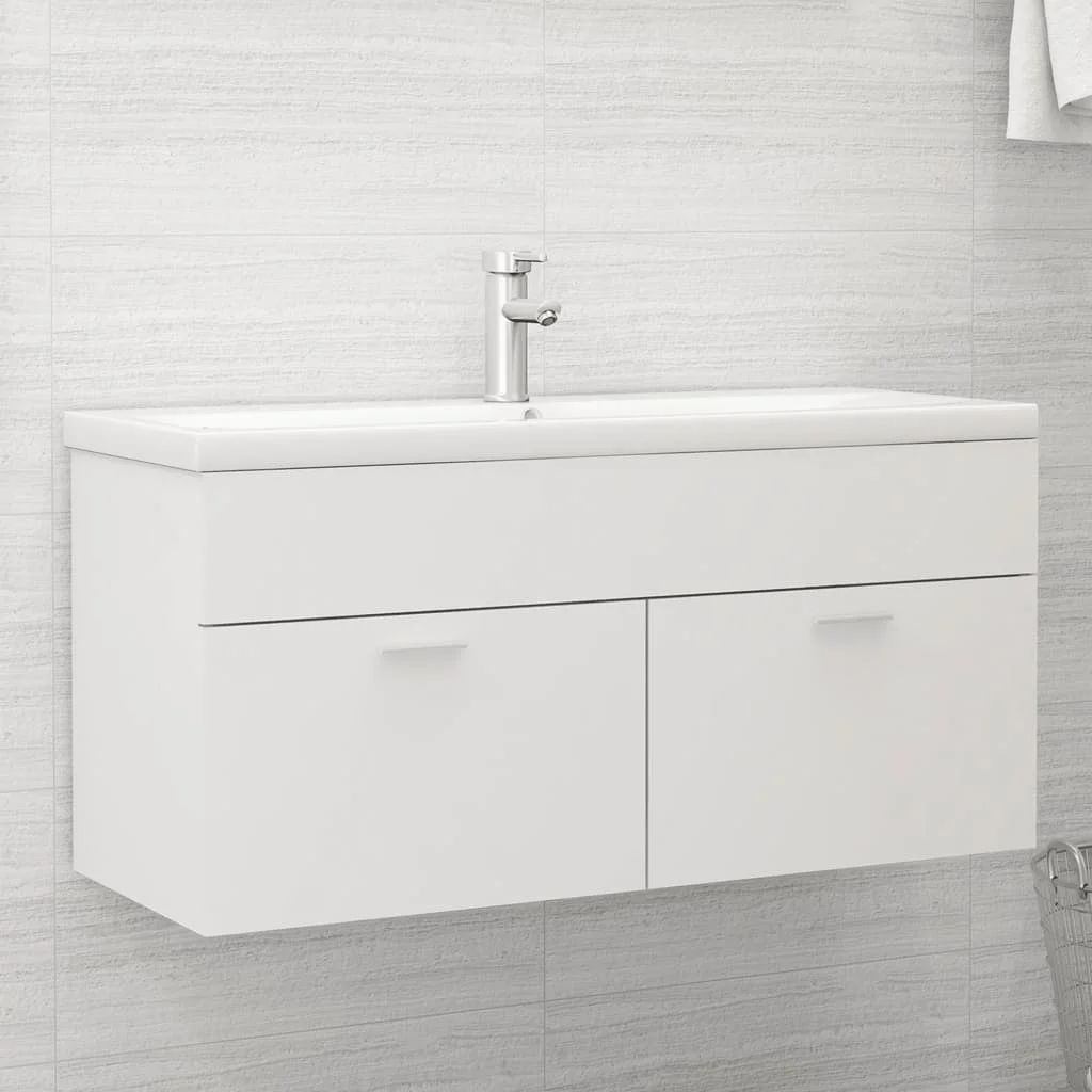 

Bathroom Sink Cabinet 100x38.5x46cm Chipboard Storage With 1 Compartment and 2 Doors 8 Colors