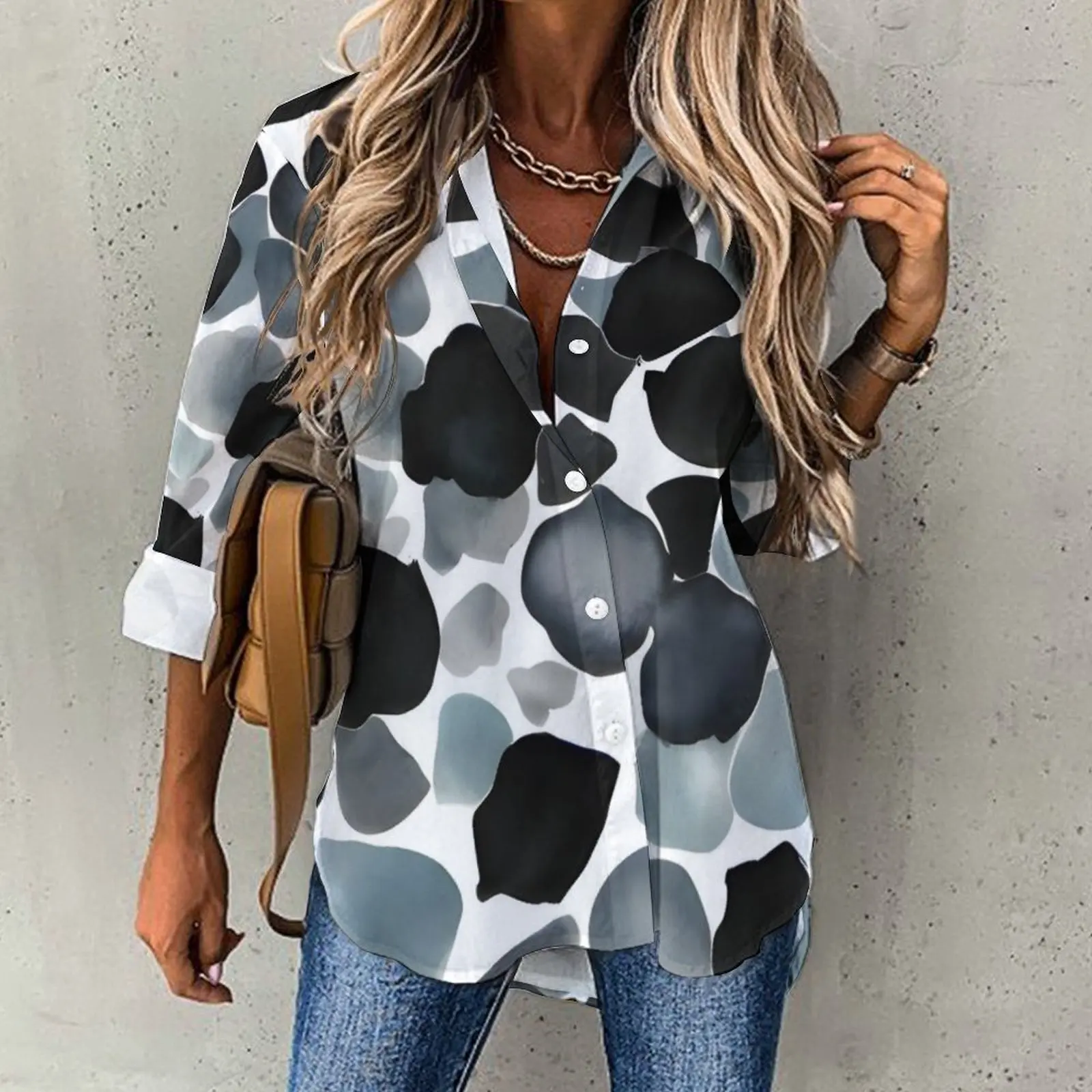 

Customizable Print Irregular Hem Shirt Hot Spring Summer t shirt for women Oversized Blouse Print Fashion Casual T-shirts 2023