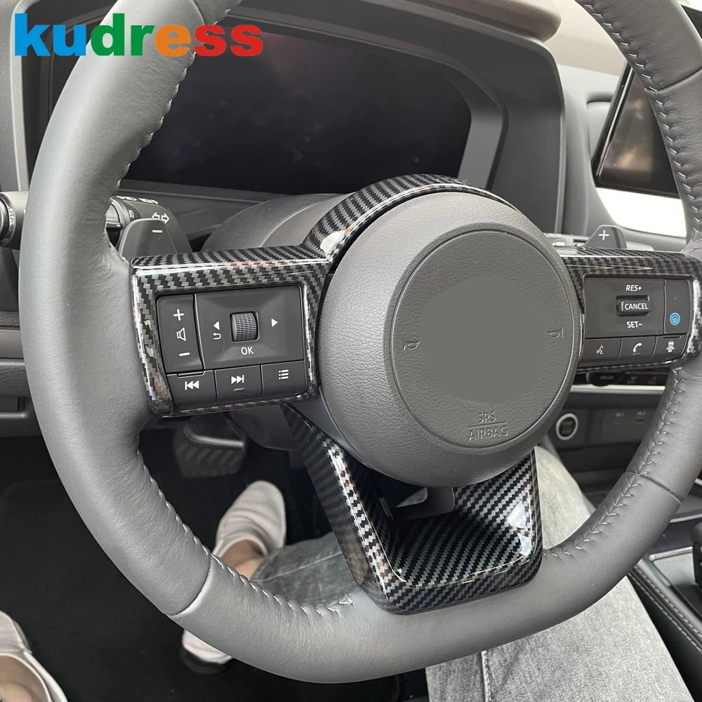

Панель кнопок на руль автомобиля, отделка панели для Nissan Rogue X-trail 2021 2022, аксессуары для внутреннего формования из углеродного волокна, наклей...