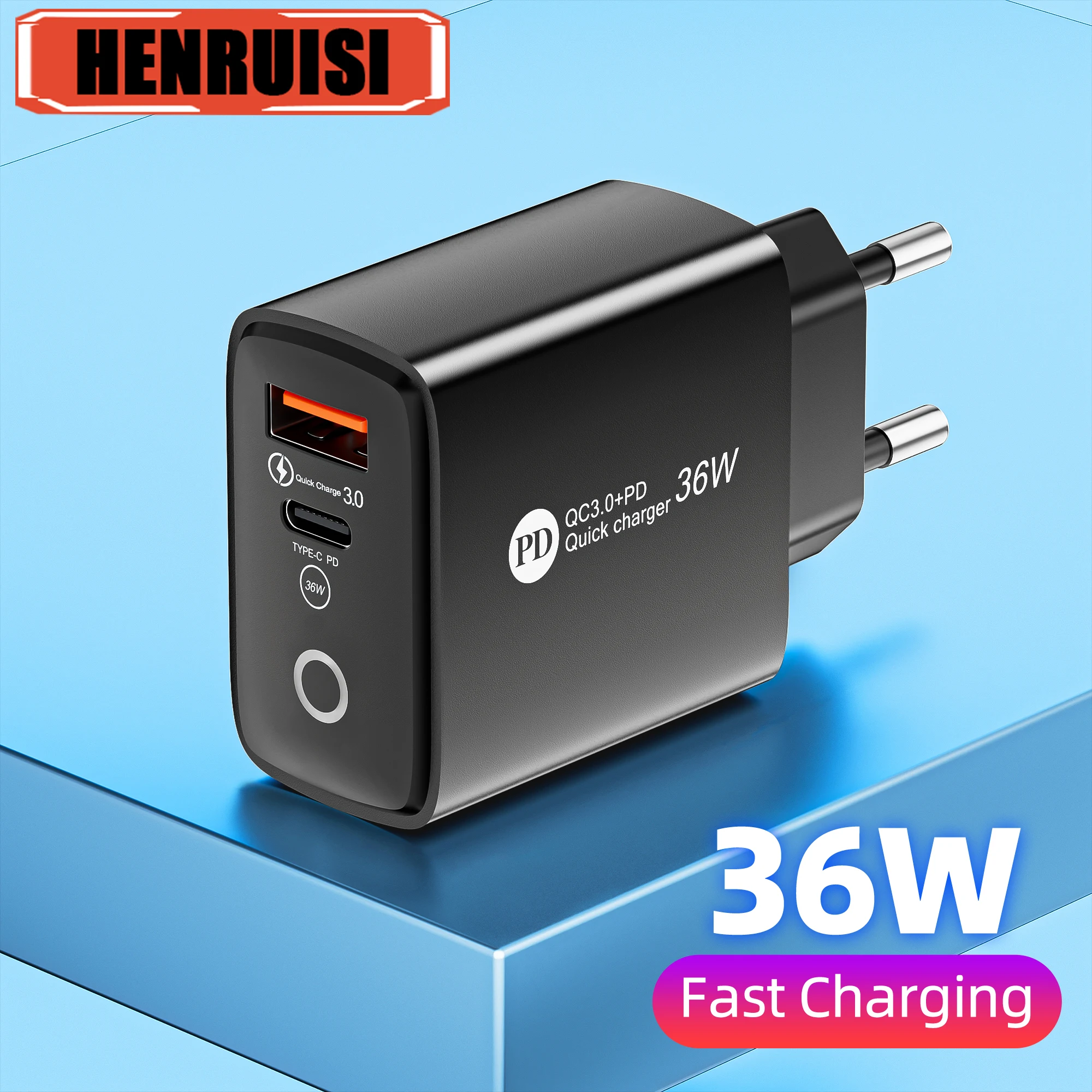 Зарядное устройство USB C 36 Вт быстрая зарядка 2 порта для iPhone 15 Samsung S24 Xiaomi 14