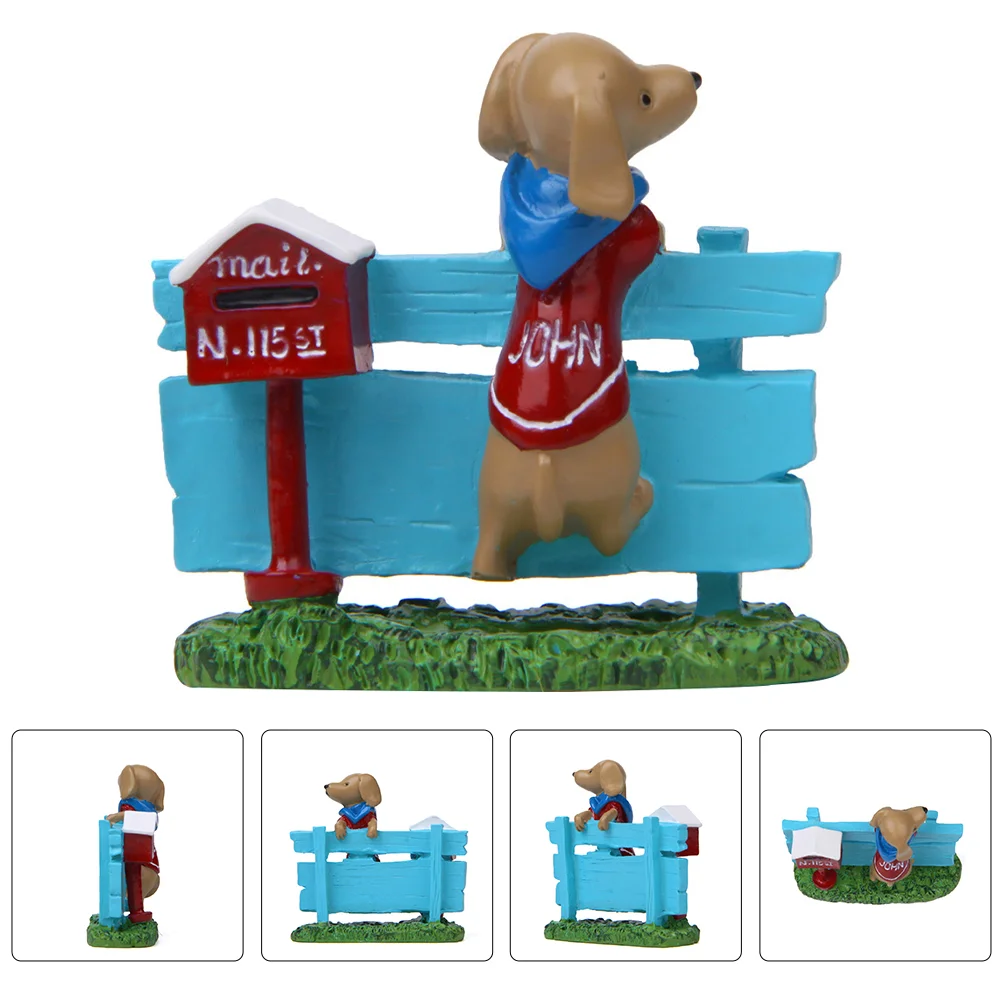 

Decorative Mini Mailbox Adornment Bonsai Resin Craft Ornament Lovely Puppy Photo Prop