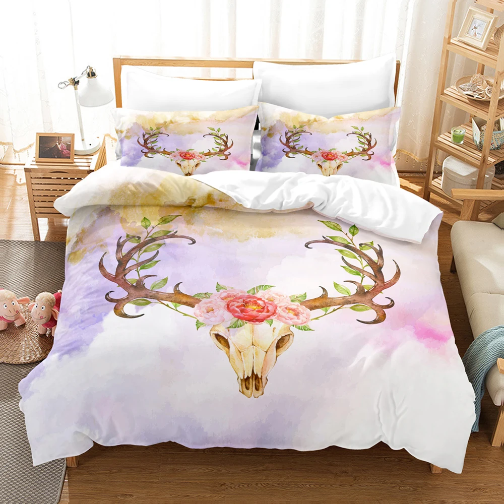 

Full Queen King Size Kawaii Animal Bed Set Aldult Kid Bedroom Duvetcover Sets 3D Print 037 Elk Bedding Set Single Twin