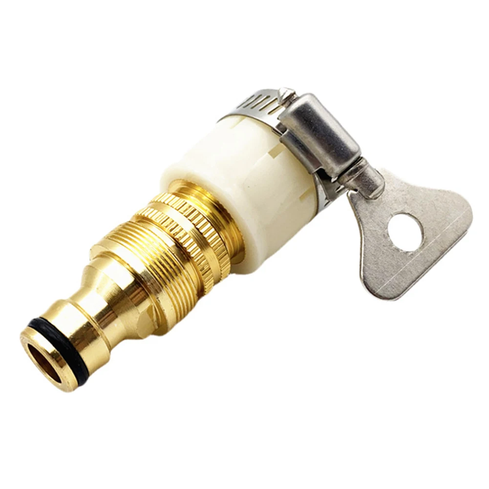

Durable Faucet Adapter Tap Connector Dishwashers Fitting Garden Washing Machines Water Hose White&Gold 15-23mm