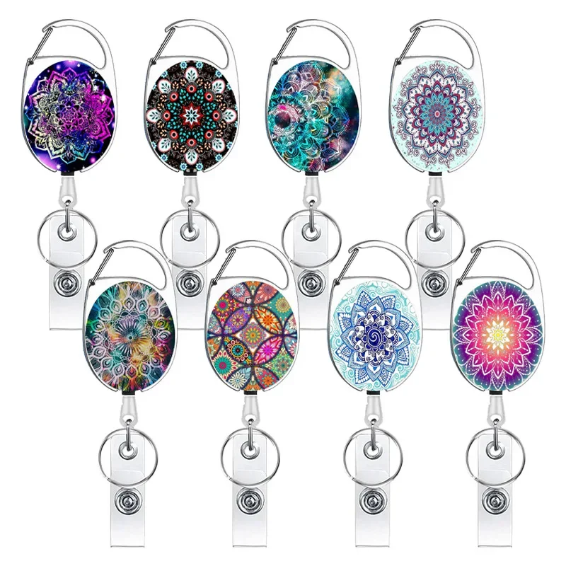 2023 Student Print Office Lanyard Clip Keychain Name Tag Holder Keyring ID Card Keyring Rope Reel Retract Pull Keychain Badge
